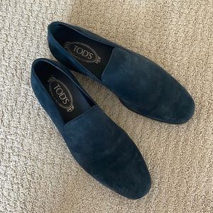Tod’s blue suede loafers